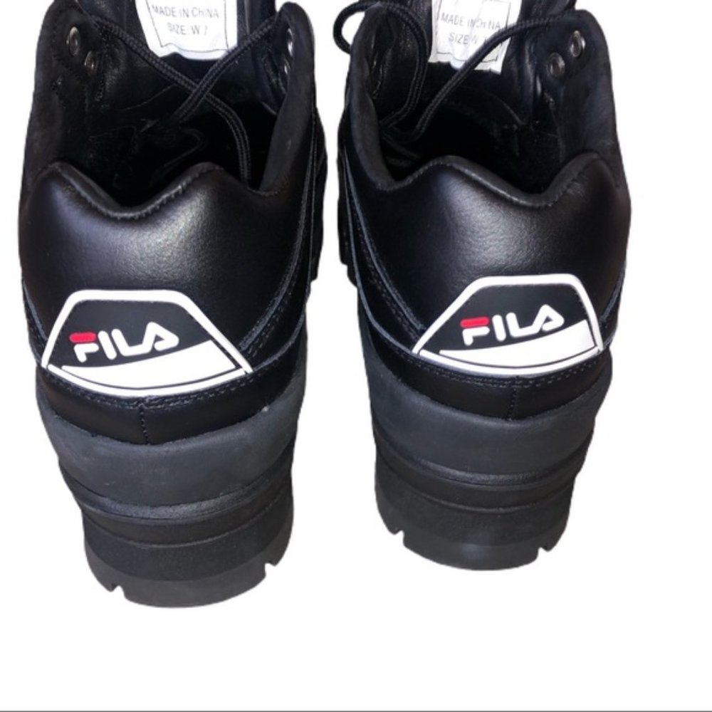 💀💜FILA Womens W 7 BLACK TRAILBLAZER WEDGE SHOES - Picture 8 of 14